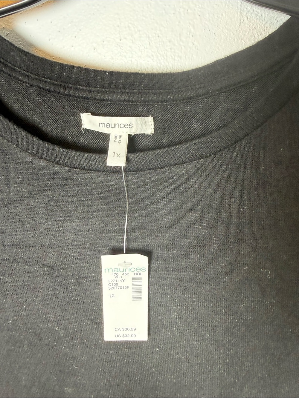 Maurices Black Long Sleeve Swiss Dot Sleeve Tee - Picture 4 of 6